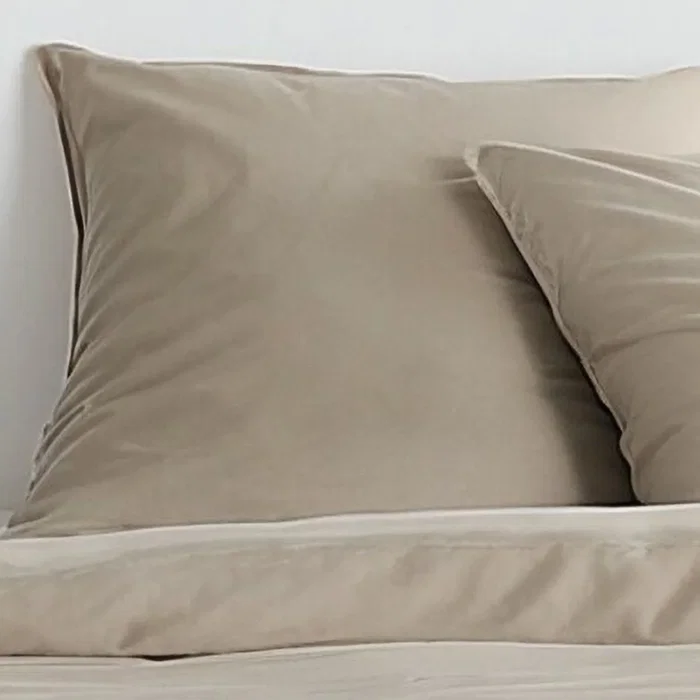 Today Parure de lit Essential effet lavé beige pour 2 personnes - Housse de couette 220x240 cm et taies d'oreiller