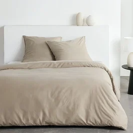 Today Parure de lit Essential effet lavé beige pour 2 personnes - Housse de couette 220x240 cm et taies d'oreiller