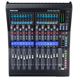 TASCAM Sonicview 16 Table de mixage numérique avec 2 écrans tactiles, 16 préamplis micro, interface Dante et USB