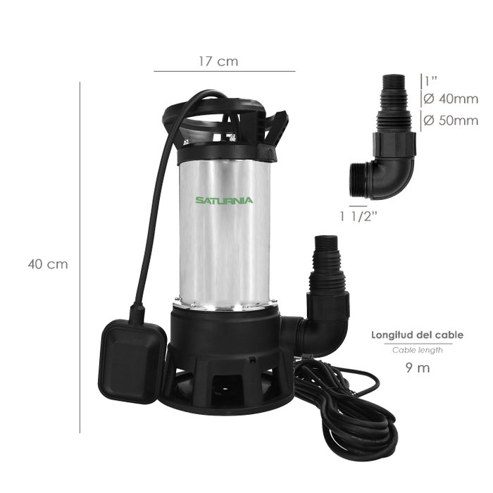 SATURNIA Pompe à eau submersible 1300W Inox/Goma