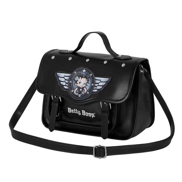 Betty Boop - Sac bandoulière et sac à dos convertible 'Motor Love', en PVC, avec fermetures à glissière et magnétique, dimensions 27 x 11,5 x 20 cm