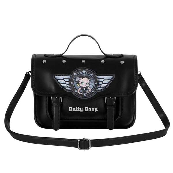 Betty Boop - Sac bandoulière et sac à dos convertible 'Motor Love', en PVC, avec fermetures à glissière et magnétique, dimensions 27 x 11,5 x 20 cm