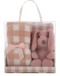 Creaciones Llopis - Set caisse tapis motifs 90 x 75 cm rose bois + chien 26 cm - Pour bébé