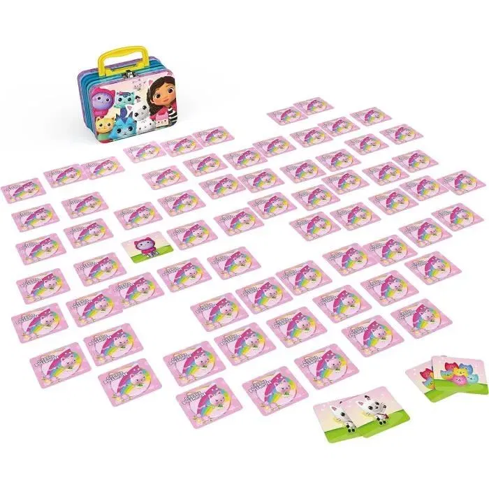 Spin Master Gabby et la Maison Magique - Jeu de Mémo et Valisette avec 72 Tuiles, pour Enfants de 3 ans et plus, 2 à 4 Joueurs Spin Master Gabby et la Maison Magique - Jeu de Mémo et Valisette avec 72 Tuiles, pour Enfants de 3 ans et plus, 2 à 4 Joueurs