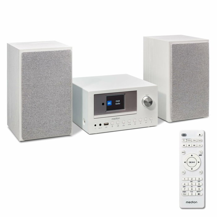 Medion Mini Chaîne Hi-Fi avec Radio Internet, DAB+/FM, Bluetooth 5.0, Lecteur CD, Blanc