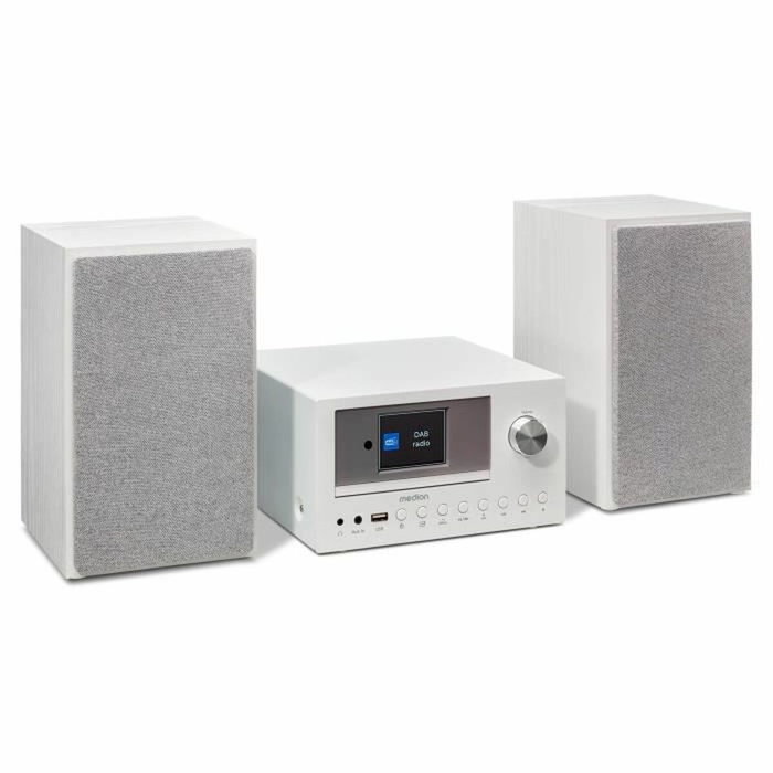 Medion Mini Chaîne Hi-Fi avec Radio Internet, DAB+/FM, Bluetooth 5.0, Lecteur CD, Blanc