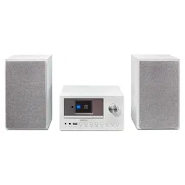 Medion - Mini Chaîne Hi-Fi avec Radio Internet DAB+/FM, Bluetooth 5.0, Lecteur CD, Port USB, WLAN, 2x15W RMS, Écran TFT 2,8", Blanc