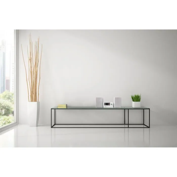 Medion - Mini Chaîne Hi-Fi avec Radio Internet DAB+/FM, Bluetooth 5.0, Lecteur CD, Port USB, WLAN, 2x15W RMS, Écran TFT 2,8", Blanc