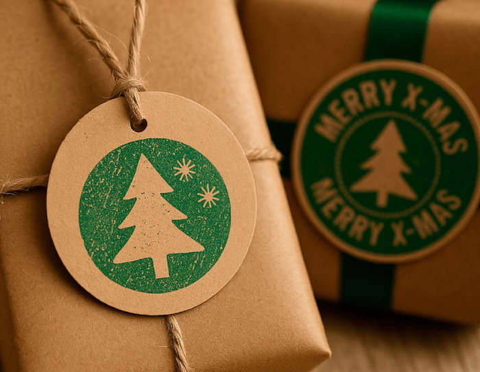 Innspiro Kit de 4 Tampons en Bois Noël et 1 Encre Verte