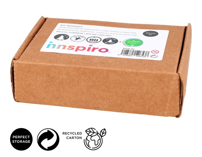 Innspiro Kit de 4 Tampons en Bois Noël et 1 Encre Verte