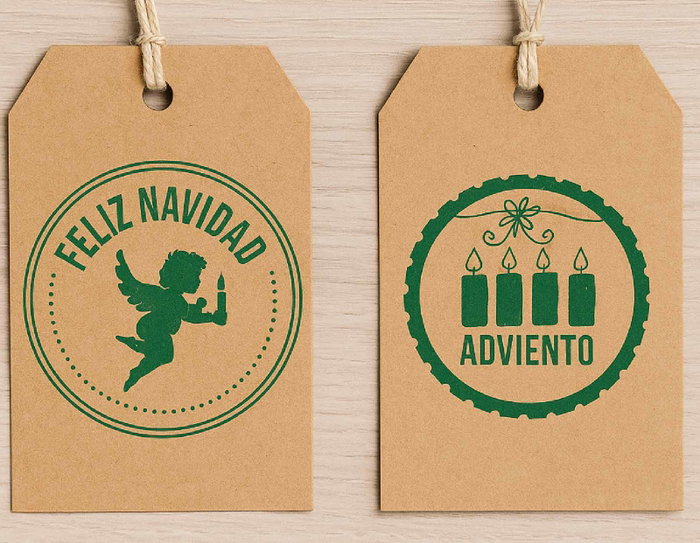Innspiro Kit de 4 Tampons en Bois Noël et 1 Encre Verte