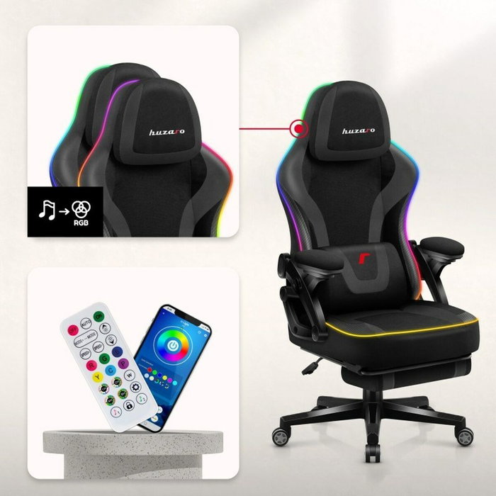 Chaise de jeu Huzaro HZ-FORCE 4.6 RGB BLACK MESH