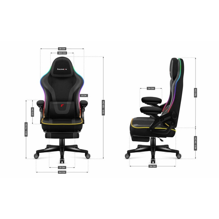Chaise de jeu Huzaro HZ-FORCE 4.6 RGB BLACK MESH
