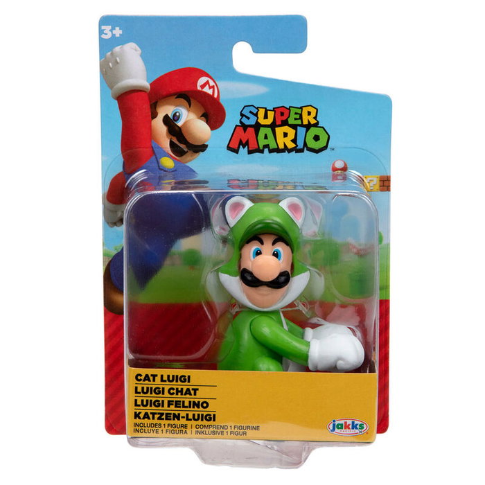 JAKKS PACIFIC Figurine Luigi Felino Super Mario Bros - Figurine articulée de Luigi Chat en PVC de 6,5 cm JAKKS PACIFIC Figurine Luigi Felino Super Mario Bros - Figurine articulée de Luigi Chat en PVC de 6,5 cm