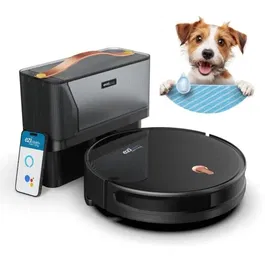 EZICLEAN Robot Aspirateur Laveur Connecté I-Bot Z5 - 75 min d'autonomie - 2600 Pa - Aspiration de la Base - Pour Sols Durs (jusqu'à 90 m²)