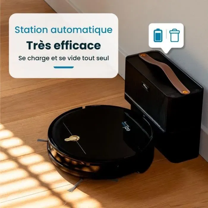 EZICLEAN Robot Aspirateur Laveur Connecté I-Bot Z5 - 75 min d'autonomie - 2600 Pa - Aspiration de la Base - Pour Sols Durs (jusqu'à 90 m²)