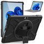 eSTUFF Coque de Protection Defender ATLANTA pour Microsoft Surface Go 2 / 3 / 4 - Support Intégré Rotatif 360°, Protection Antichoc MIL-STD-810H, avec Dragonne - Noire