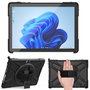 eSTUFF Coque de Protection Defender ATLANTA pour Microsoft Surface Go 2 / 3 / 4 - Support Intégré Rotatif 360°, Protection Antichoc MIL-STD-810H, avec Dragonne - Noire