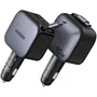 UGREEN Chargeur Voiture 90W USB-C et USB-A avec Câble Rétractable Intégré, Charge Rapide et Double Port, Noir
