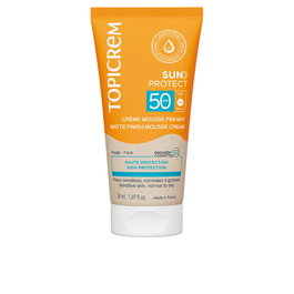 Topicrem SUN PROTECT SPF50+ Crème Mousse Fini Mat Protection Solaire Visage 50 ml - Peaux Sensibles, Mixtes à Grasses