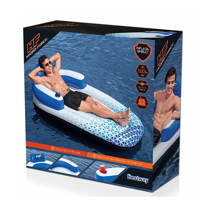 Bestway Matelas gonflable Hydro-Force Indigo Wave 191 x 107 cm