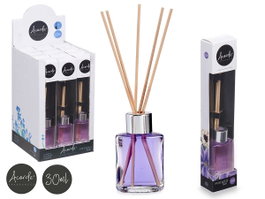 Acorde Mikado Lavande 30 ml - Diffuseur à tiges rotin 4x2x2 cm, Verre et Plastique (Set de 24)