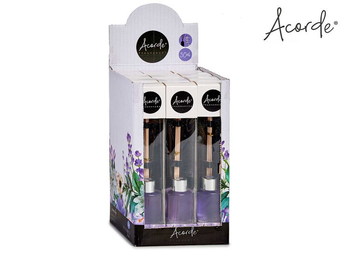 Acorde Mikado Lavande 30 ml - Diffuseur à tiges rotin 4x2x2 cm, Verre et Plastique (Set de 24) Acorde Mikado Lavande 30 ml - Diffuseur à tiges rotin 4x2x2 cm, Verre et Plastique (Set de 24)