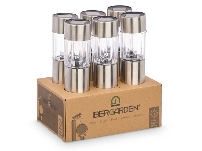 Ibergarden Balise Solaire Multicolore Plastique Acier Inoxydable 20 x 4.5 x 4.5 cm (Set de 24)