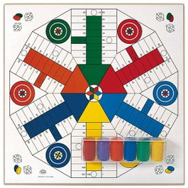 Cayro Tabero - Jeu de parchis en bois 4 et 6 joueurs avec accessoires 40x40 cm - Version multilingue