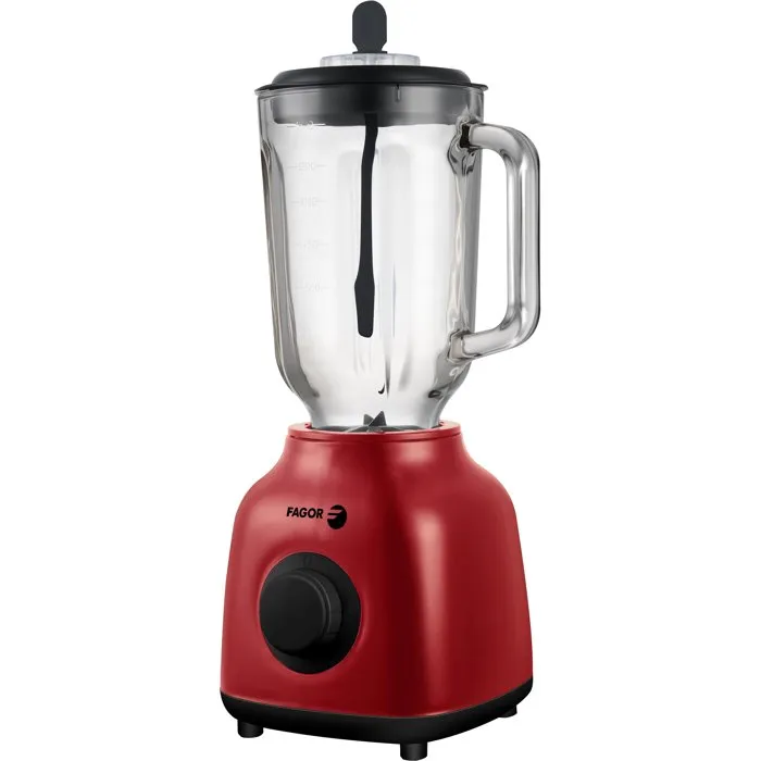 Fagor FGB2153 - Blender 2-en-1 avec moulin broyeur - 400 W - Bol en verre gradué 1,5 L et moulin 50 g - Rouge