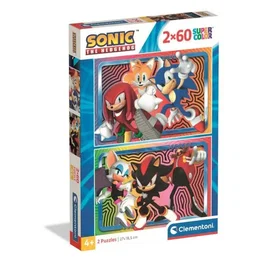 Clementoni - Coffret 2 Puzzles de 60 Pièces - Sonic - Jeu Éducatif pour Enfants - 27 x 18 cm
