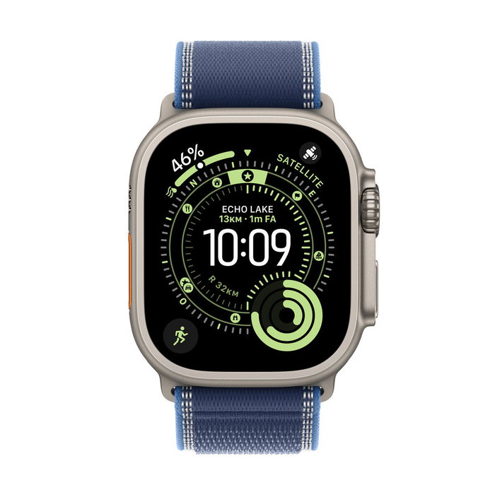 Apple Watch Ultra 3 GPS + Cellular - 49mm - Boîtier Natural Titanium - Bracelet Blue/Bright Blue Trail Loop - M/L Apple Watch Ultra 3 GPS + Cellular - 49mm - Boîtier Natural Titanium - Bracelet Blue/Bright Blue Trail Loop - M/L