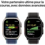 Apple Watch Ultra 3 GPS + Cellular 49mm - Boîtier titane naturel - Bracelet Trail Loop bleu/bleu vif M/L