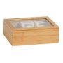 Andrea House Boîte à infusion en bambou 21 x 16 x 7,5 cm avec couvercle en verre et 6 compartiments