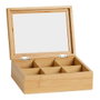 Andrea House Boîte à infusion en bambou 21 x 16 x 7,5 cm avec couvercle en verre et 6 compartiments