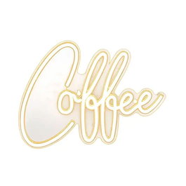 Lumineo Coffee Lampe Néon LED Décoration 40 x 31 x 1,5 cm, 220 LED Lumière Chaude, USB-C Blanc