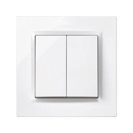 Simon Doble conmutador blanco Série 10 Interrupteur va-et-vient Plastique IP20 230V 10AX 8,4x4x8,4 cm avec cadre