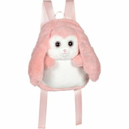 Gipsy Toys Fluffy Bag - Sac à dos en peluche Lapin rose et blanc 30 cm