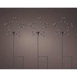 Lumineo Set de 3 piquets LED étoiles MicroLED Ø 15 x 42,5 cm