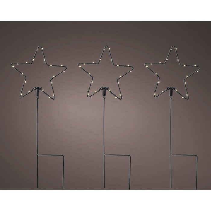 Set de piquets LED de jardin Lumineo Noël Etoiles Ø 15 x 42,5 cm MicroLED 3 Pièces
