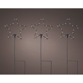 Lumineo Lot de 3 Estacas étoiles lumineuses microLED blanc chaud extérieur IP44 Ø15 x 42,5 cm