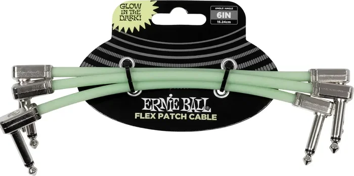 Ernie Ball Câble Flex Jack-Jack 15 cm Phosphorescent Pack de 3
