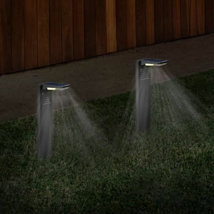 Lumisky Lot de 2 balises solaires à planter OSTRY LED blanc froid