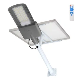Farola LED Solaire 300W 5000K Panneau 6V 45W Batterie 42Ah Capteur Crépusculaire / Télécommande