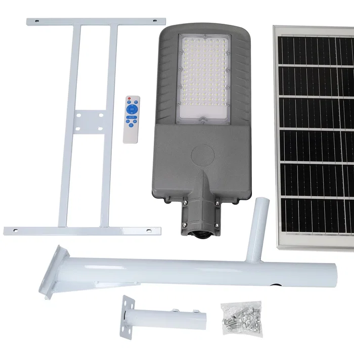 Farola LED Solaire 300W 5000K Panneau 6V 45W Batterie 42Ah Capteur Crépusculaire / Télécommande