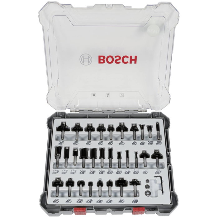 Bosch Professional Coffret de 30 fraises mixtes, queue Ø 8 mm