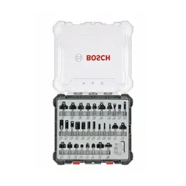 Bosch Professional Coffret de 30 fraises mixtes Ø 8 mm queue de 8 mm - pour dégrossissage, profilage et finition sur bois - 2607017475