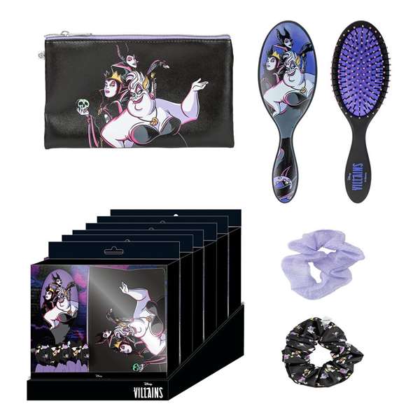 Cerdá - Set de beauté Disney Villanas pour enfants - Nécessaire, brosse à cheveux et élastiques - 20 x 21.6 x 4 cm - À partir de 36 mois