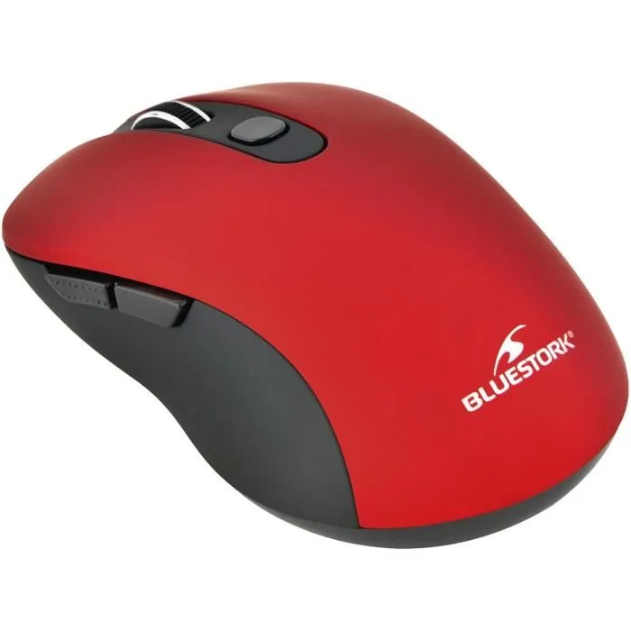 Bluestork OFFICE 60 M-WL-OFF60-RED - Souris sans fil ergonomique avec 6 boutons, latéraux pour navigation, pour PC/MAC - Rouge