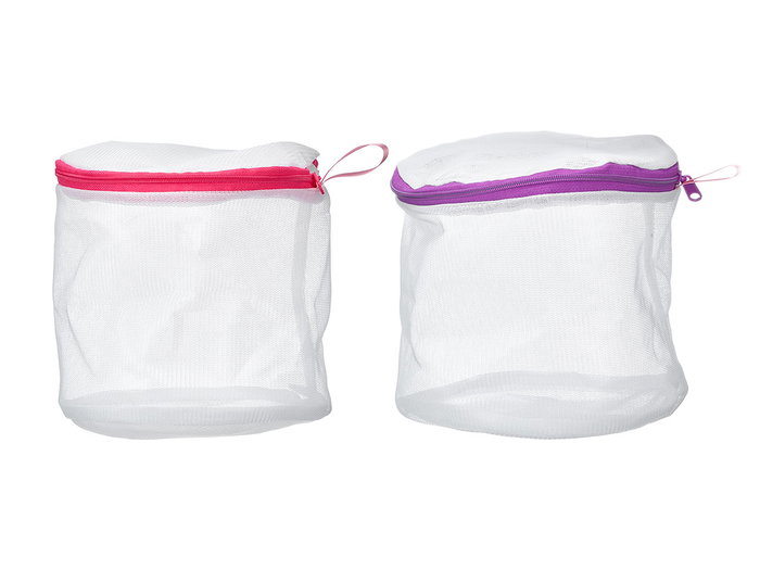 Kipit Lot de 2 Sacs Lavables pour Soutien-gorge 19x29x2 cm Polyester Rose et Violet (Set de 24)